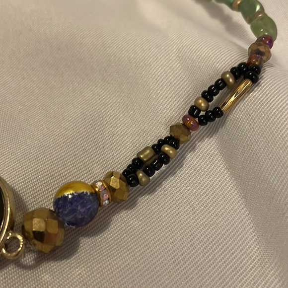 Handmade Jewelry Beaded Boho Glam Choker Necklace w Upcycled & New Beads - Picture 4 of 8